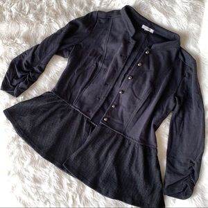 Maurice’s medium black peplum lace button down cardigan, 3/4 ruched sleeves